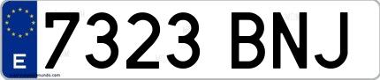 Ejemplo de matrícula española 7323 BNJ
