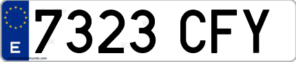 Ejemplo de matrícula de coche ordinaria 7323 CFY