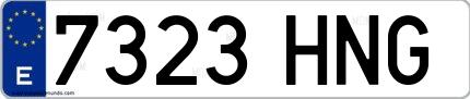 Ejemplo de matrícula española 7323 HNG