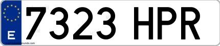 Ejemplo de matrícula española 7323 HPR