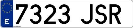 Ejemplo de matrícula española 7323 JSR
