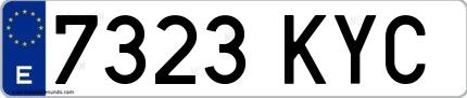 Ejemplo de matrícula española 7323 KYC