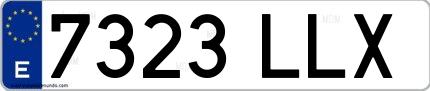 Ejemplo de matrícula española 7323 LLX