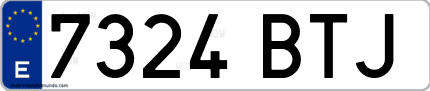 Ejemplo de matrícula de coche ordinaria 7324 BTJ