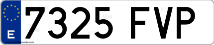 Ejemplo de matrícula de coche ordinaria 7325 FVP