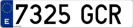 Ejemplo de matrícula española 7325 GCR