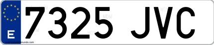 Ejemplo de matrícula española 7325 JVC