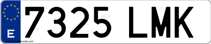Ejemplo de matrícula de coche ordinaria 7325 LMK
