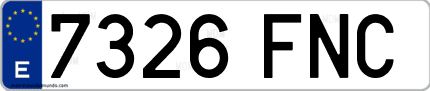 Ejemplo de matrícula de coche ordinaria 7326 FNC