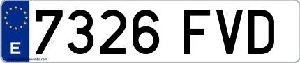 Ejemplo de matrícula española 7326 FVD