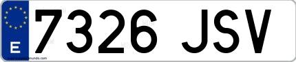 Ejemplo de matrícula española 7326 JSV