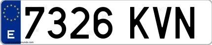 Ejemplo de matrícula española 7326 KVN