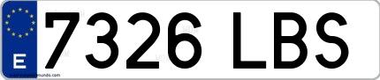 Ejemplo de matrícula española 7326 LBS