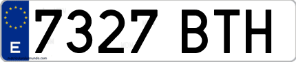 Ejemplo de matrícula de coche ordinaria 7327 BTH