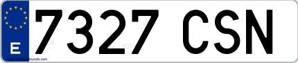 Ejemplo de matrícula española 7327 CSN