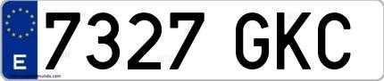 Ejemplo de matrícula española 7327 GKC
