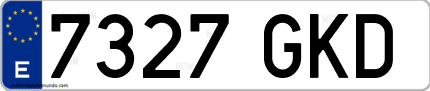 Ejemplo de matrícula de coche ordinaria 7327 GKD