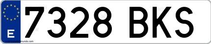 Ejemplo de matrícula española 7328 BKS