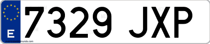 Ejemplo de matrícula de coche ordinaria 7329 JXP