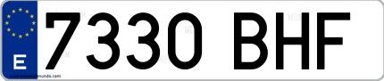 Ejemplo de matrícula española 7330 BHF