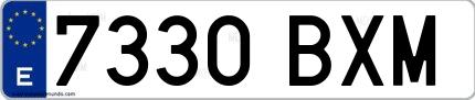 Ejemplo de matrícula española 7330 BXM