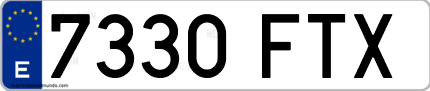 Ejemplo de matrícula de coche ordinaria 7330 FTX