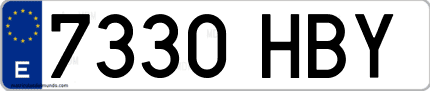 Ejemplo de matrícula de coche ordinaria 7330 HBY