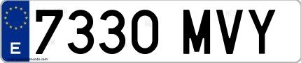 Ejemplo de matrícula española 7330 MVY