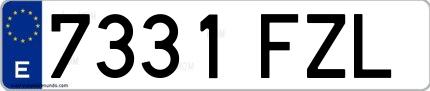 Ejemplo de matrícula española 7331 FZL