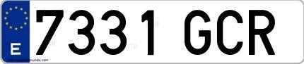 Ejemplo de matrícula española 7331 GCR