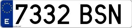 Ejemplo de matrícula española 7332 BSN