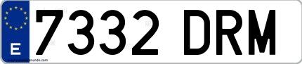 Ejemplo de matrícula española 7332 DRM