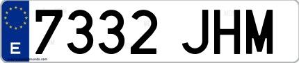 Ejemplo de matrícula española 7332 JHM
