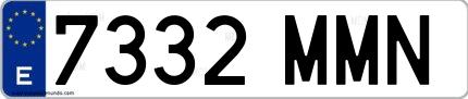 Ejemplo de matrícula española 7332 MMN