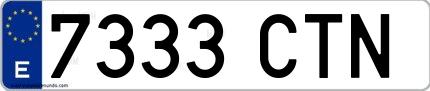Ejemplo de matrícula española 7333 CTN