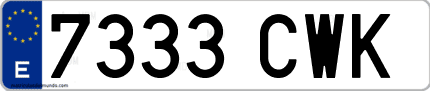 Ejemplo de matrícula de coche ordinaria 7333 CWK