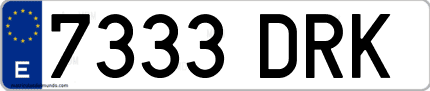 Ejemplo de matrícula de coche ordinaria 7333 DRK