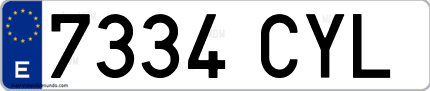 Ejemplo de matrícula de coche ordinaria 7334 CYL