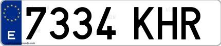Ejemplo de matrícula española 7334 KHR
