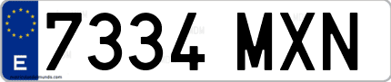 Ejemplo de matrícula de coche ordinaria 7334 MXN