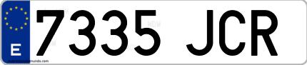Ejemplo de matrícula de coche ordinaria 7335 JCR