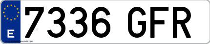 Ejemplo de matrícula española 7336 GFR
