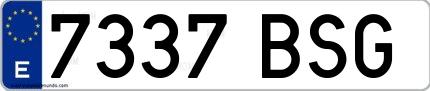 Ejemplo de matrícula española 7337 BSG
