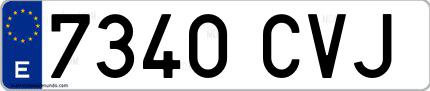 Ejemplo de matrícula española 7340 CVJ