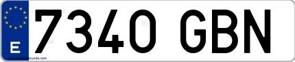 Ejemplo de matrícula española 7340 GBN