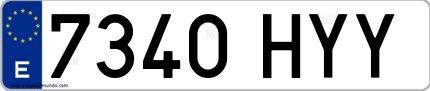 Ejemplo de matrícula española 7340 HYY