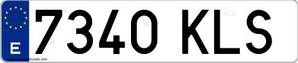 Ejemplo de matrícula española 7340 KLS