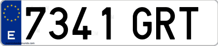 Ejemplo de matrícula de coche ordinaria 7341 GRT