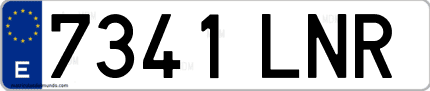 Ejemplo de matrícula de coche ordinaria 7341 LNR