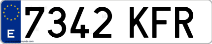 Ejemplo de matrícula de coche ordinaria 7342 KFR
